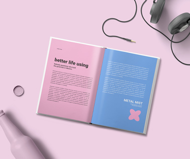 Open Book, Headphones, and a Bottle