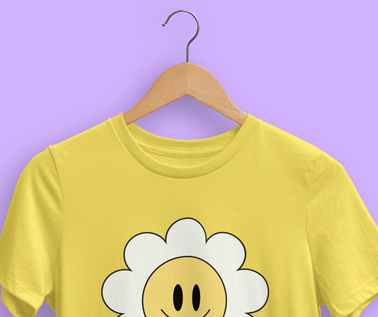 Half Part of a Hanging T-shirt Closeup View 