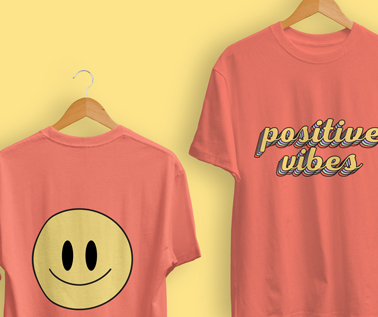 Closeup View of Two Hanging T-shirts