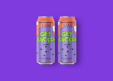 Deux canettes de boisson sur un fond violet