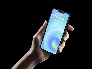 نظرة من الجانب الأيمن على يد تحمل أيفون