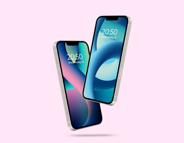 Two iPhone 13  Models in the Air