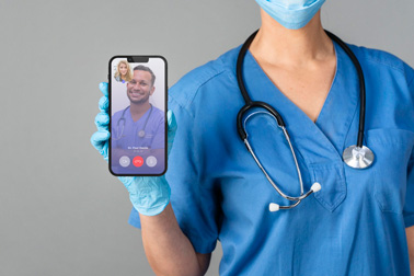A Surgeon Holding an iPhone 13 in Her Hands