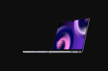 A MacBook Pro 16 on a Black Background