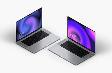 Two MacBook Pro 16 Laptops on White Surface