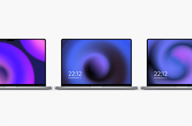 Three MacBook Pro 16 Laptops on a Neutral Background