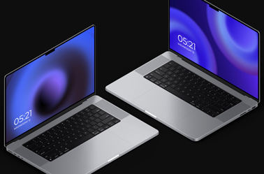 Two MacBook Pro 16 Laptops High Angle View