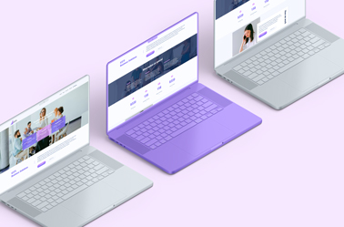 Three MacBook Pro 16 Laptops High Angle View