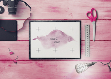 An Artwork, Ruler, and Scissors