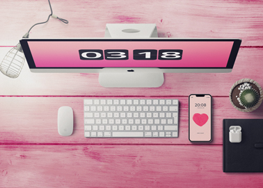 An iMac on an Office Desk High Angle View