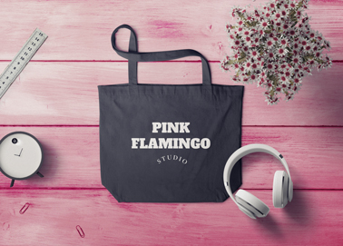 A Tote Bag With Headphones and Daisies