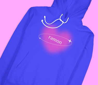 Cute Graphic Hoodie Closeup View