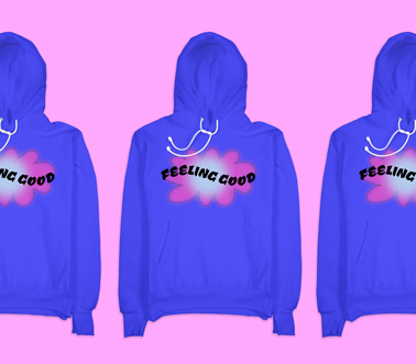 Three Graphic Hoodies, Two with Half View
