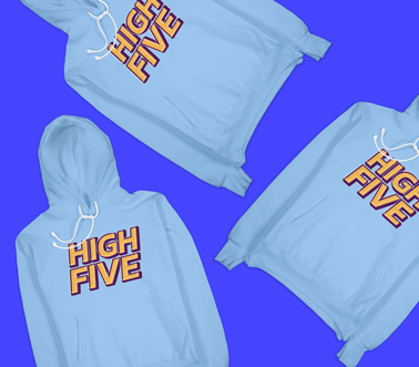 Three Graphic Hoodies High Angle View