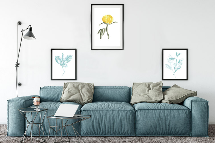 Three Frames in a Contemporary Living Room