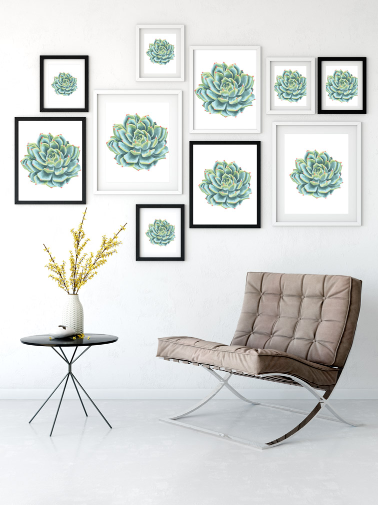 Multiple Wall Frames in a Classy Interior