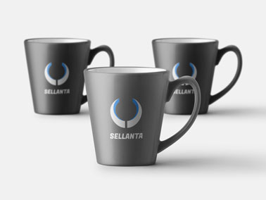 Three Coffee Mugs, One with a Zoomed View