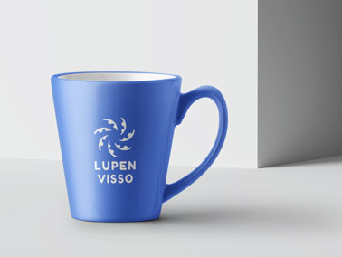 A Blue Coffee Mug on a Grey Background