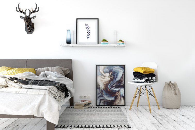 Modern Bedroom Wall Frame Mockup