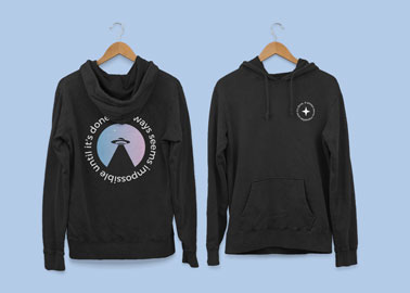 Two Hanging Hoodies Front and Back View