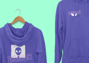 Zoom In View of Two Hanging Hoodies 