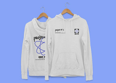 Two Hoodies on Hangers Front and Back View