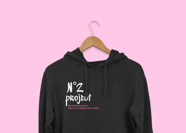 Hoodie on a Wooden Hanger Zoom In View