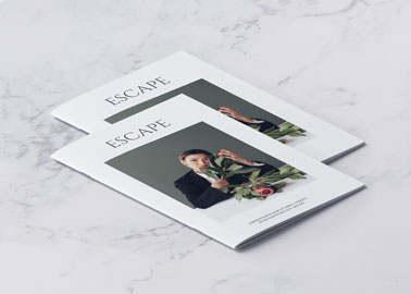 Deux couvertures de magazines sur un fond de marbre