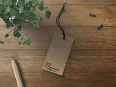 Carton Tag With a Plant and a Pencil