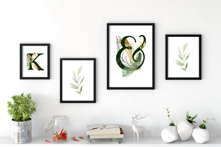 Four Frames Hanging on a White Wall