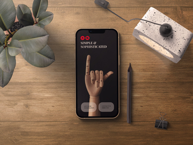 Mobile Phone With a Lamp and a Plant