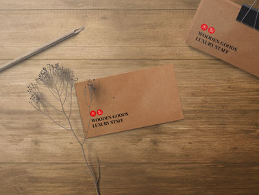 Business Card on a Wooden Surface
