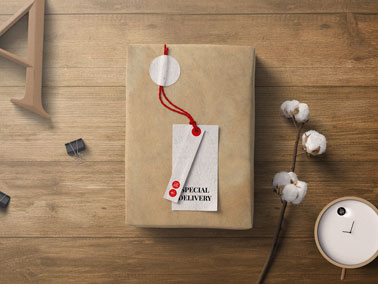 Delivery Box on a Wooden Table