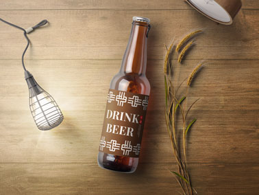 Beer Bottle With a Plant and a Lamp