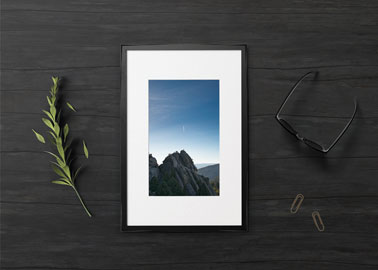 Picture Frame With Glasses and Paper Pins