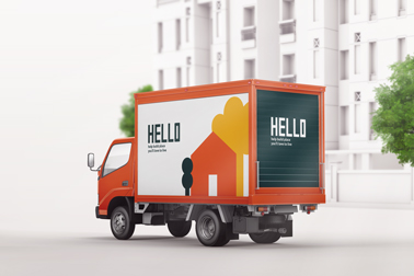 Delivery Truck Back Side View