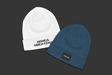 Two Beanies on a Black Surface