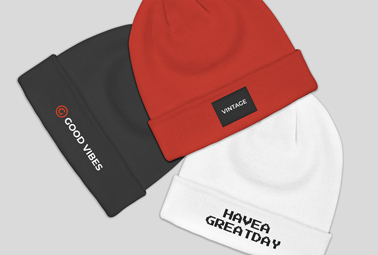 Three Trendy Beanies High Angle View