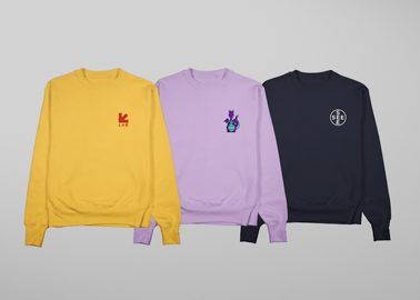 Three Sweatshirts with Prints at the Corner 