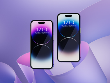 Dos modelos de iPhone 14 Pro Max uno al lado del otro