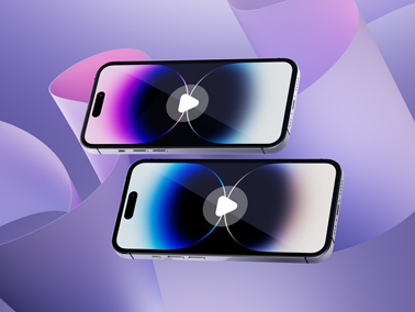 Vista horizontal de dos iPhone 14 Pro Max