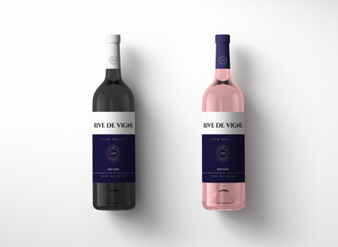 Two Red and Rose Wine Bottles