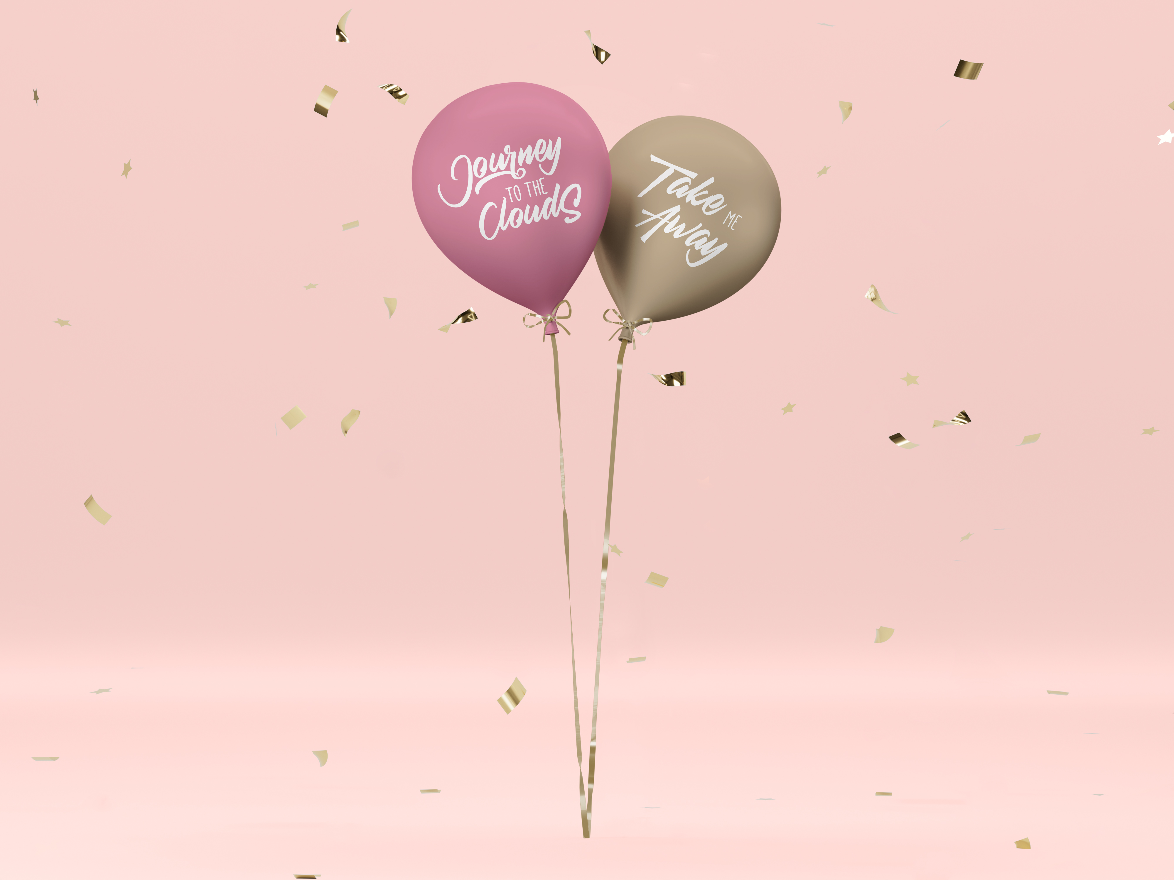 Two Party Balloons With Golden Confetti