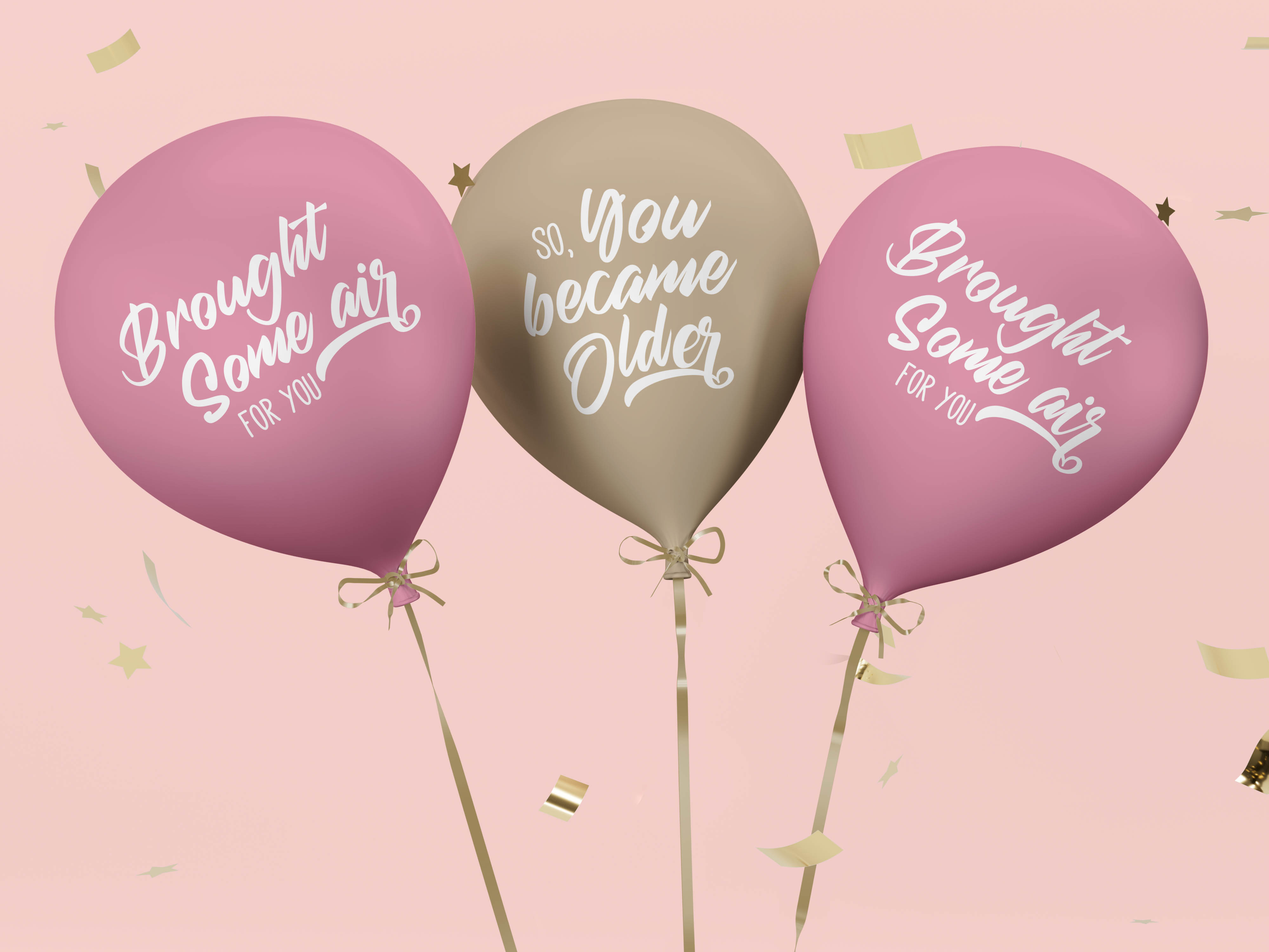 Three Party Balloons With Confetti