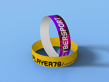 Two Paper Wristbands, One Standing Vertically