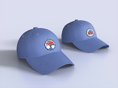 Two Baseball Caps Right Side View