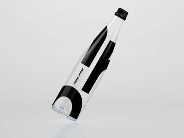 Tilted Glass Bottle on a Neutral Surface