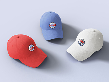 Three Baseball Caps High Angle View