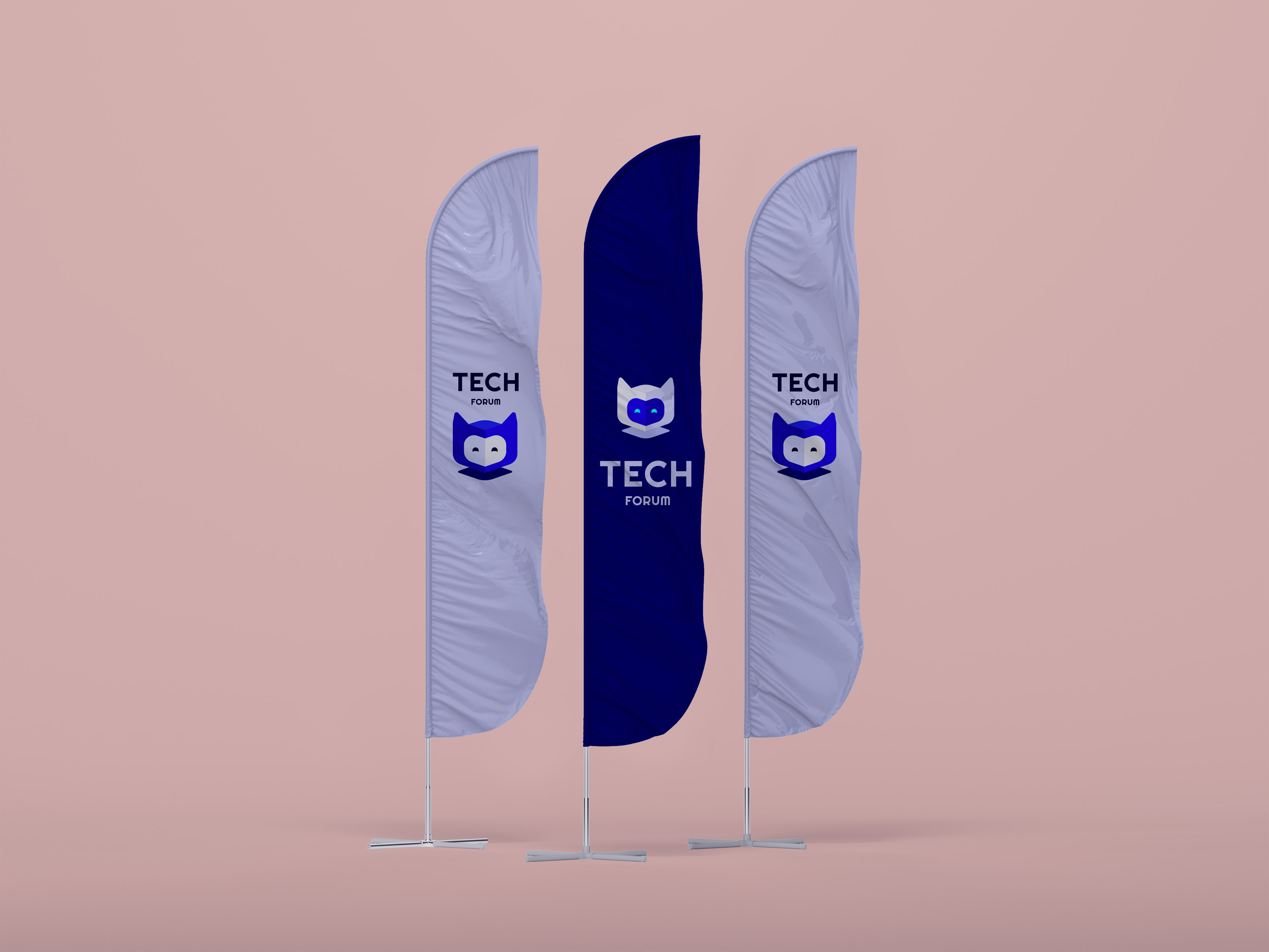 Three Flags Standing on the Ground