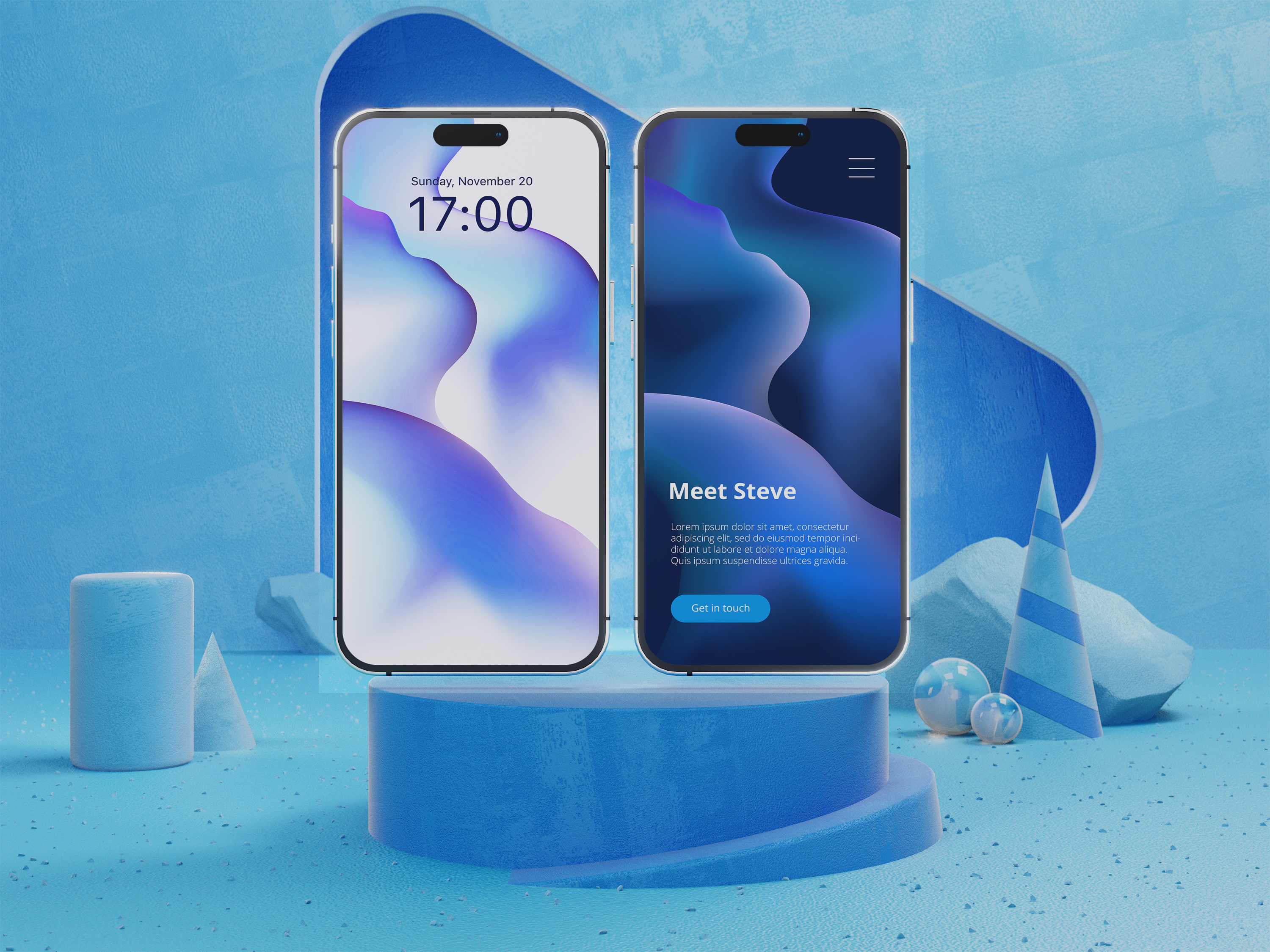 Two iPhone 14 Pro Max Front View